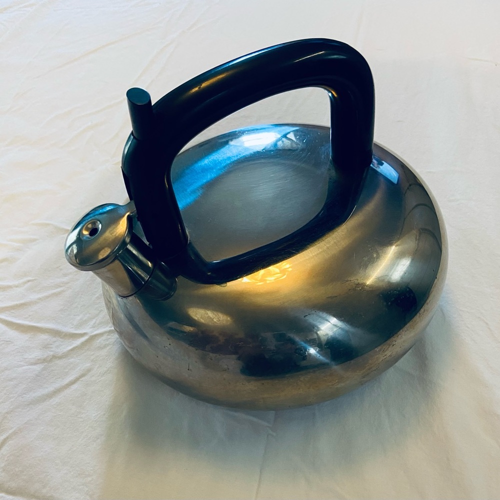Vintage Sam Lebowitz Design for Copco Stainless Steel Kettle with Black Handle